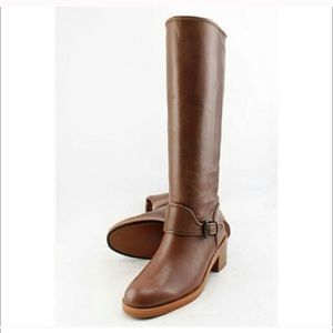 Luxury coach leather brown tall boots 8